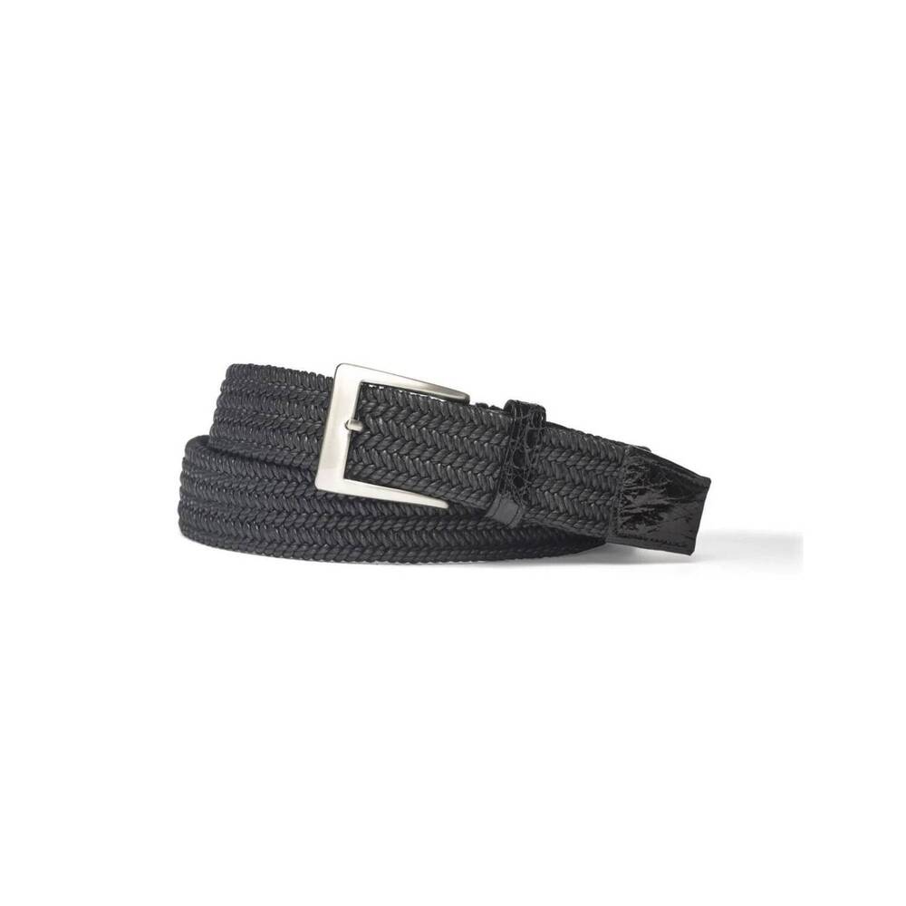 NEW W. KLEINBERG men's solid stretch belt in black